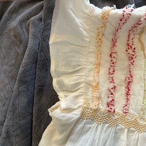 THML Cream Top with Pink and Green Embroidery